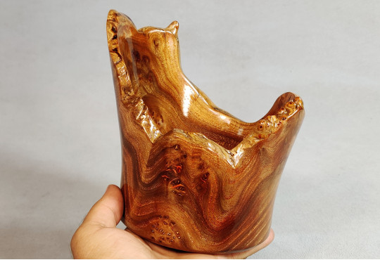 Wooden Bowl Hand Carved / Elm Burl Wood